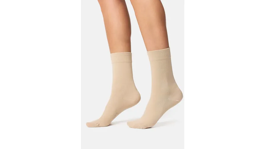 NUR DIE Damen Socken 98% Baumwolle Komfortbund leinen