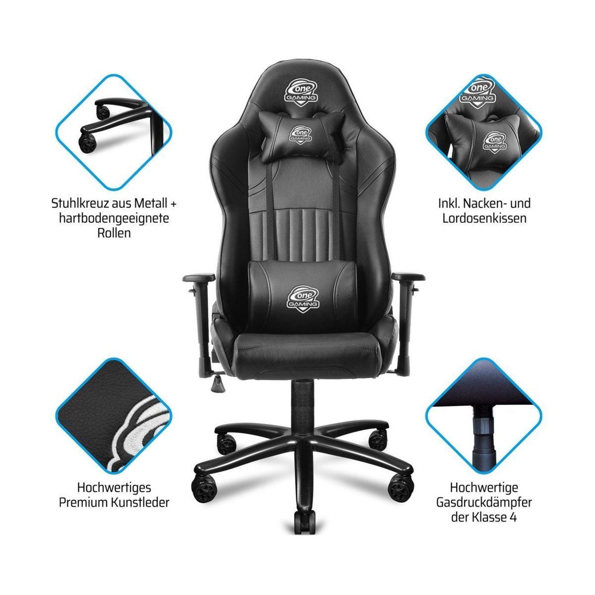 ONE GAMING Gaming Chair ONE GAMING Chair Pro, Ergonomischer Komfort, Kippmechanismus, Rücken- und 3D-Armlehnen