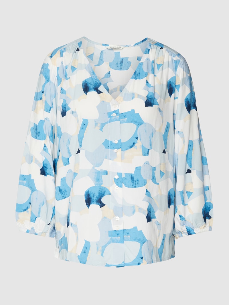 Bluse aus reiner Viskose mit Allover-Muster in hellblau