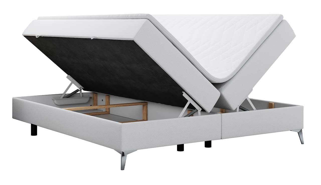 MKS MÖBEL Boxspringbett LESS, Doppelbett mit Multipocket-Matratze, Topper und Bettkasten, Modern