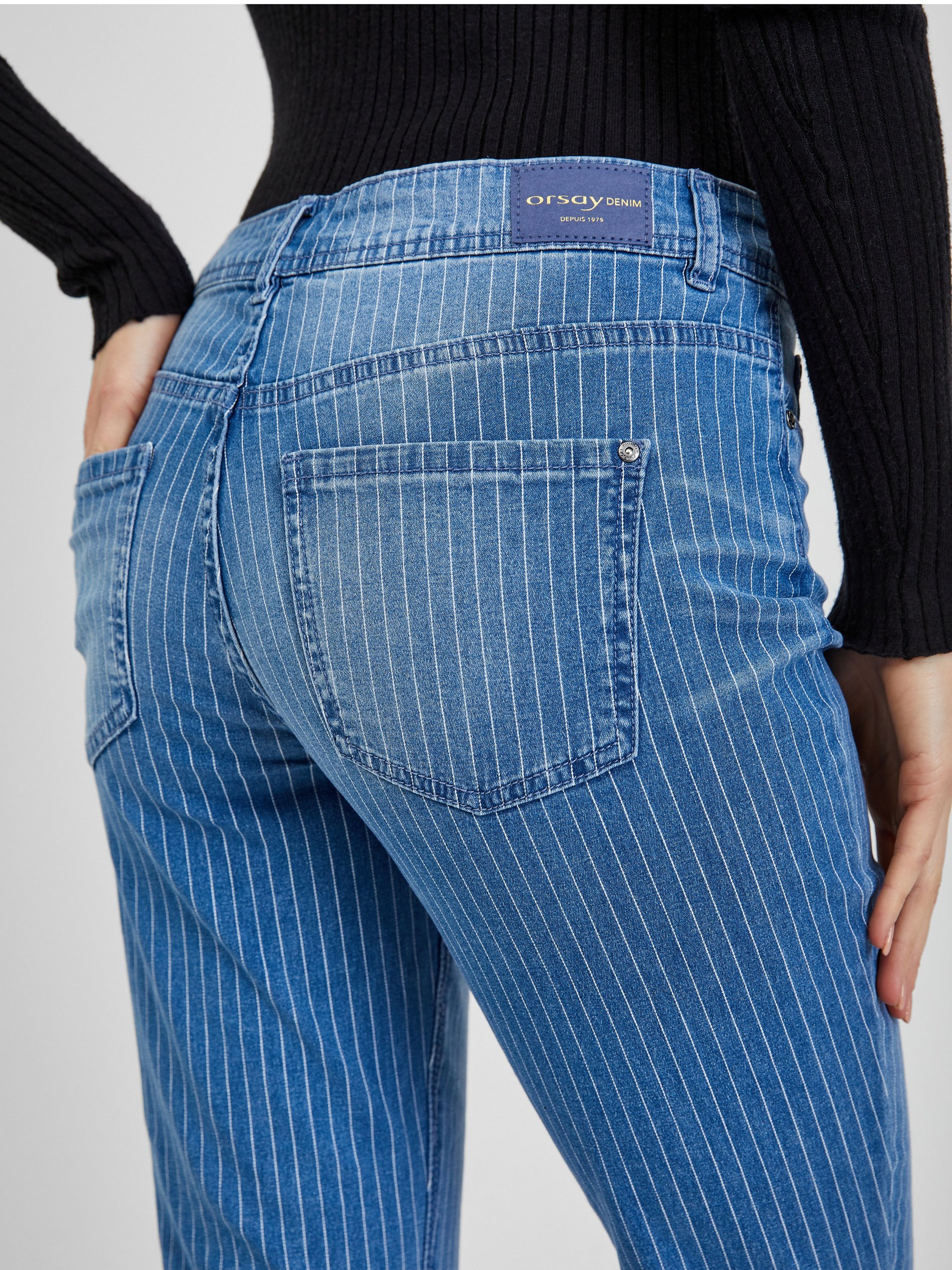 Blaue gestreifte Slim Fit Jeans für Damen ORSAY