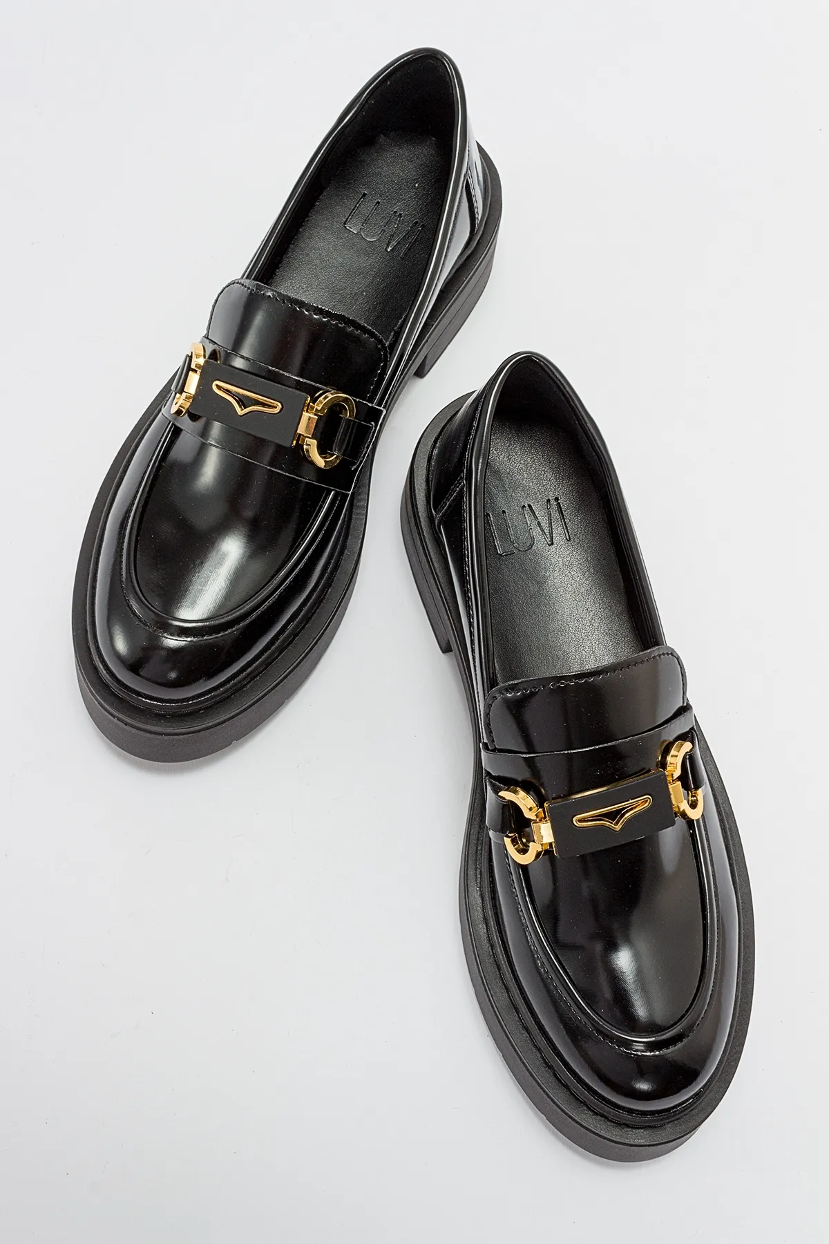 LuviShoes  UNTE Black Opening Damen-Loafer