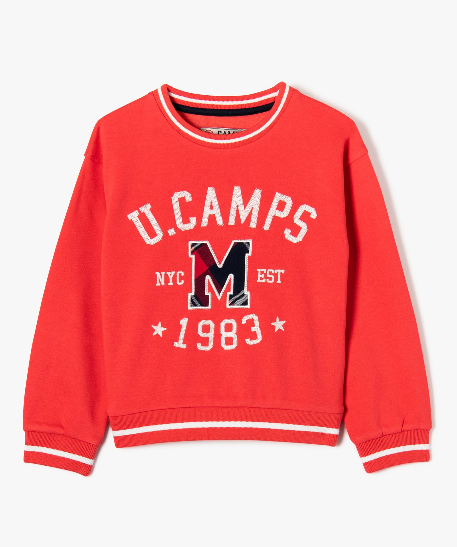Sweat ample avec inscriptions brodées fille - Camps United rouge | GEMO