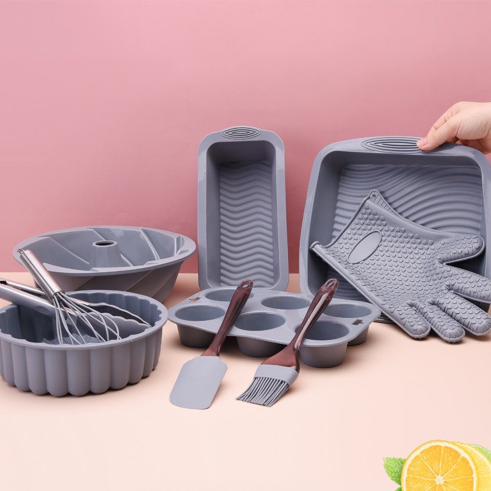 Zimtky Backblech Silikon-Kuchenform, 10-teiliges Backwerkzeug-Set für die Heimküche