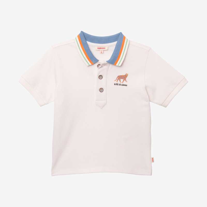 Polo bébé garçon à col rayé beige Catimini