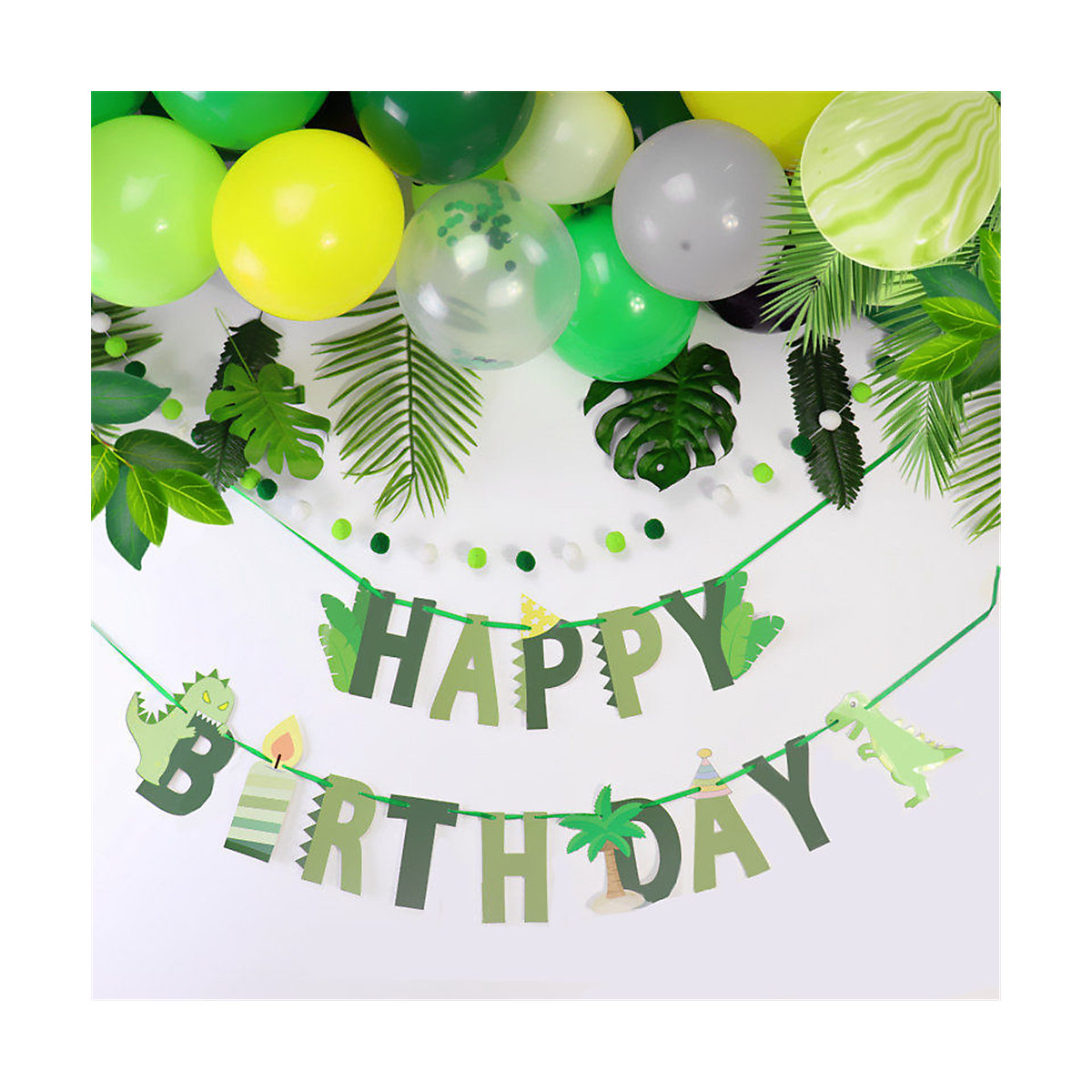 Happy Birthday Banner Girlande Dinosaurier Partydeko für Kinder
