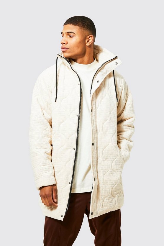 Mittellange Samt-Steppjacke