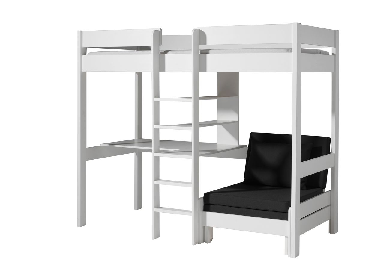 VIPACK Hochbett Pino mit Schreibplatte und Sesselbett
