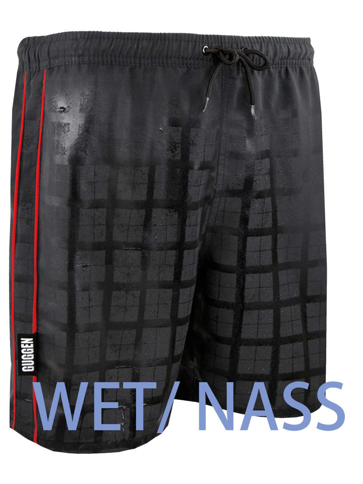 GUGGEN MOUNTAIN Badehose Kariert in Schwarz günstig kaufen