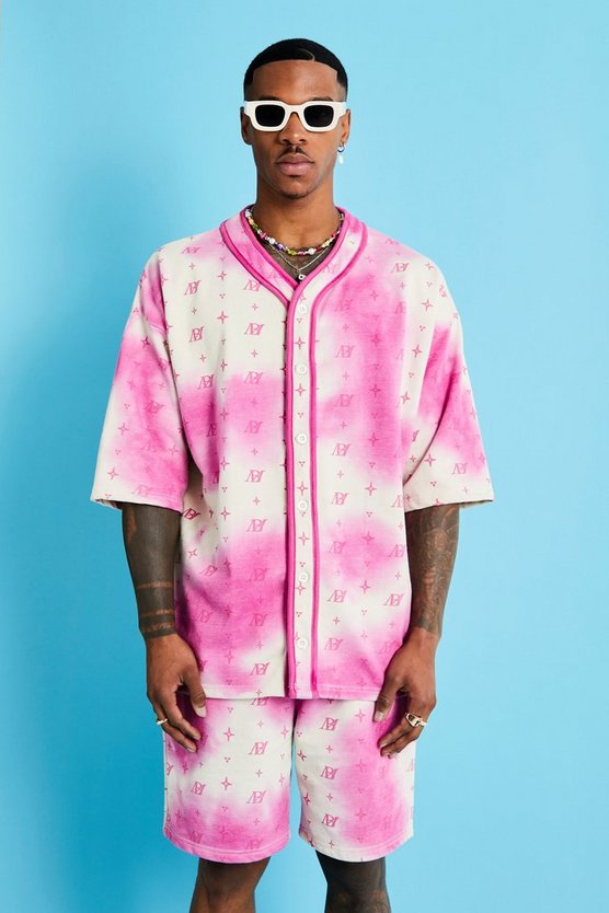 Oversize Baseball Batik Jersey Hemd-Set
