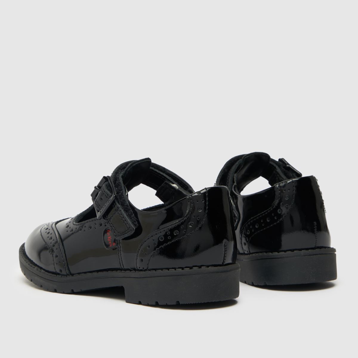 Kickers fekete, lachly brogue T-karika alakú lányka kisgyermek cipő