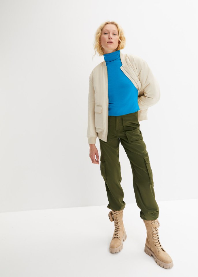 Rollkragen-Stretch-Shirt, Langarm