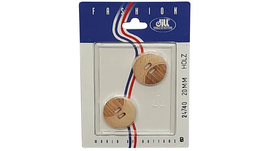 Dill 2-loch-Holzknopf rund Ø 20mm 2er Pack natur