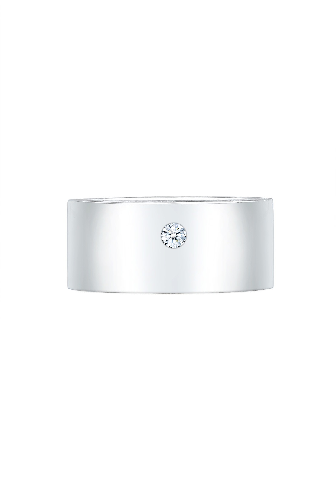 Elli DIAMONDS Anillo básico moderno para mujer con diamante (0,03 ct.) en plata de ley 925