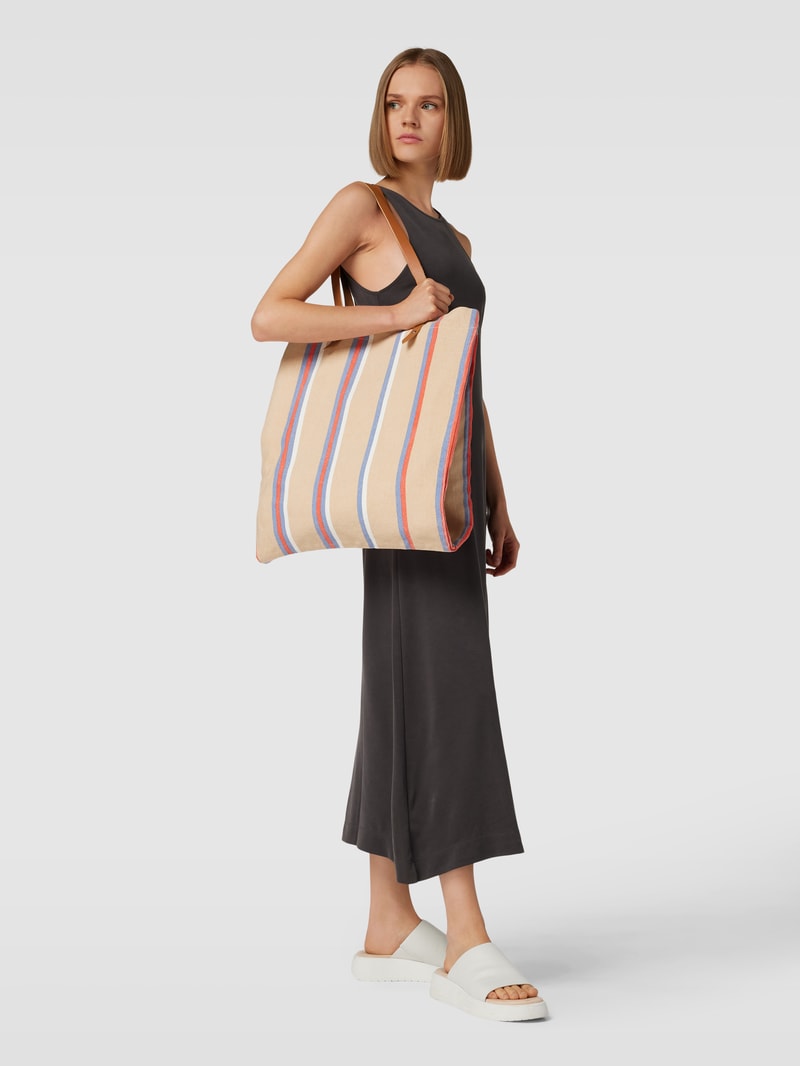 Shopper mit Streifenmuster Modell 'Rebecca' in sand