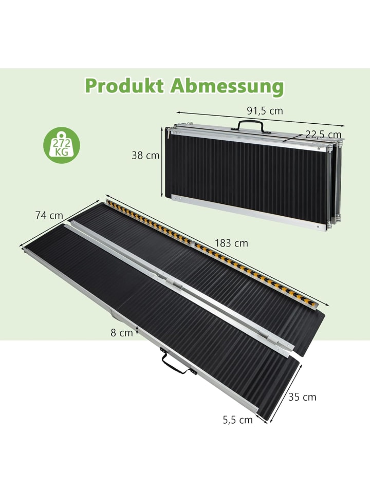 COSTWAY Rollstuhlrampe 183x74cm in Schwarz günstig kaufen onesize
