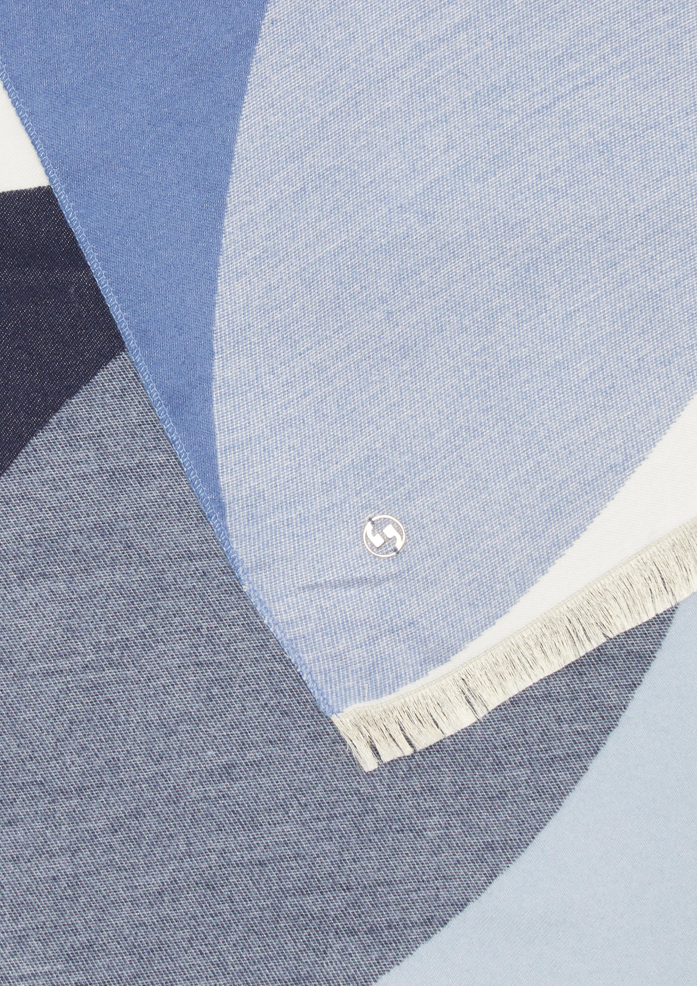Schal mit Fransen aus Viskosemix - navy