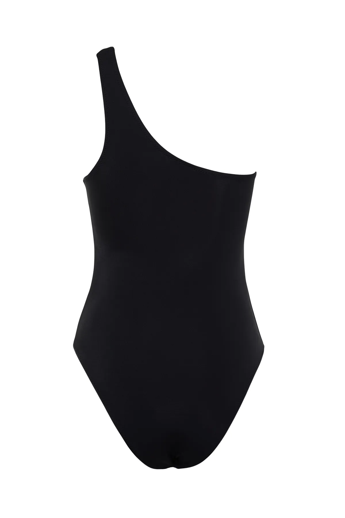 Trendyol Collection  Schwarzer, einschultriger, normaler Badeanzug mit Blumenapplikation TBESS23MA00401