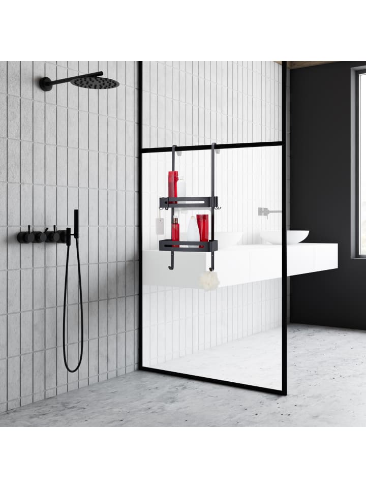 relaxdays Duschablage in Schwarz - (B)33 x (H)72,5 x (T)23 cm günstig kaufen onesize