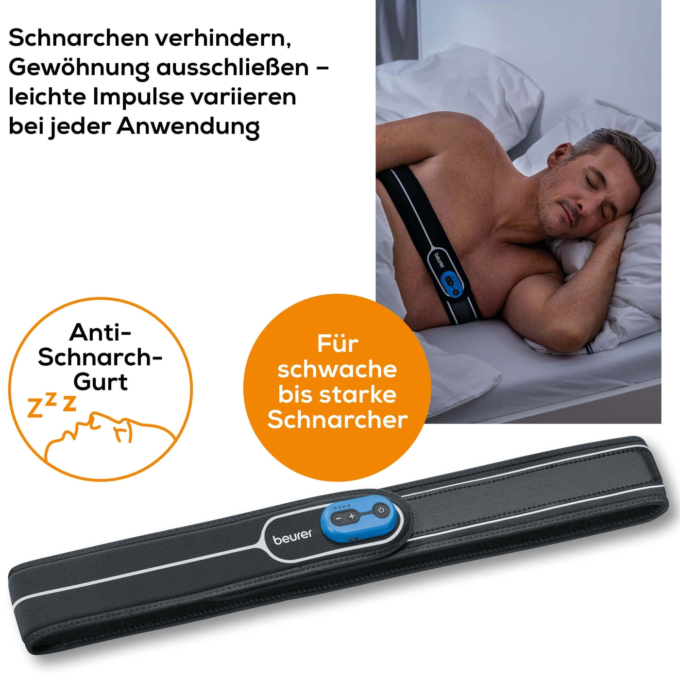 Beurer SL 40 Schnarchgurt-Gurt zur Verhinderung von positionsabhängigem Schnarchen in Rückenlage