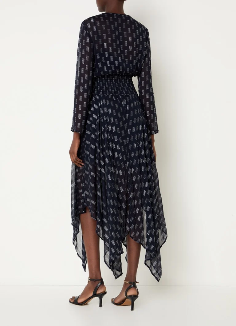 Vestido midi semitransparente Maje com estampa e lurex