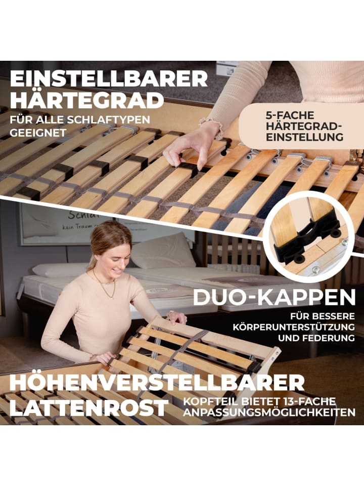 Coemo 7-Zonen Lattenrost Kopfteil verstellbar 90x200 cm in Natur günstig kaufen onesize