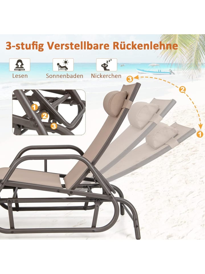 COSTWAY Sonnenliege mit Schaukelfunktion in Braun günstig kaufen onesize