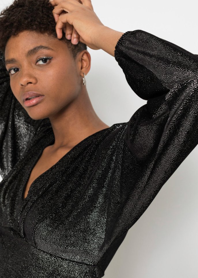 Glitzer Kleid aus Samt mit tiefem V-Ausschnitt