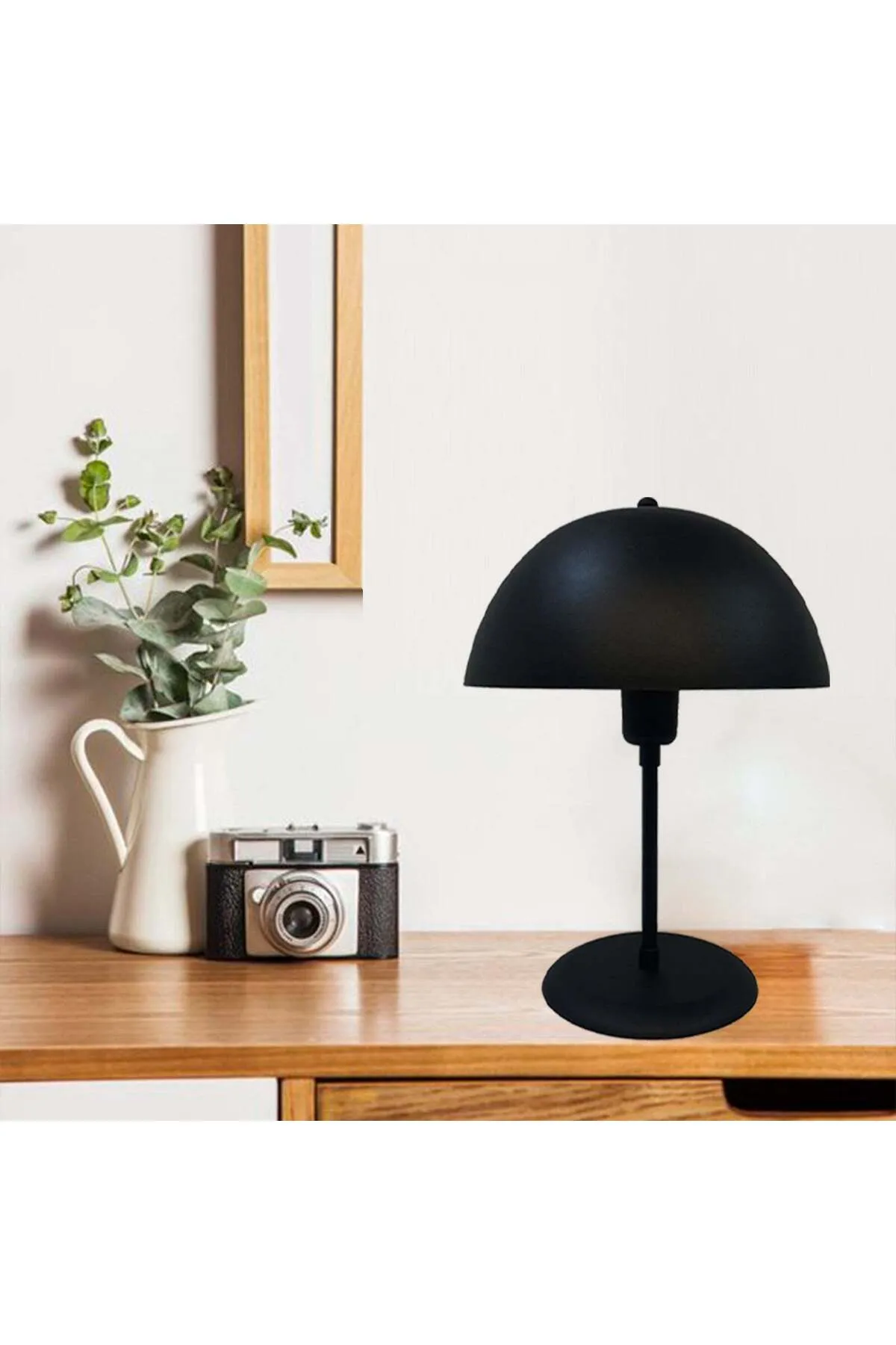 Bamyum  Lipeo Kleine Tischlampe 30cm, Pilzlampe Metall, Orange Lampe