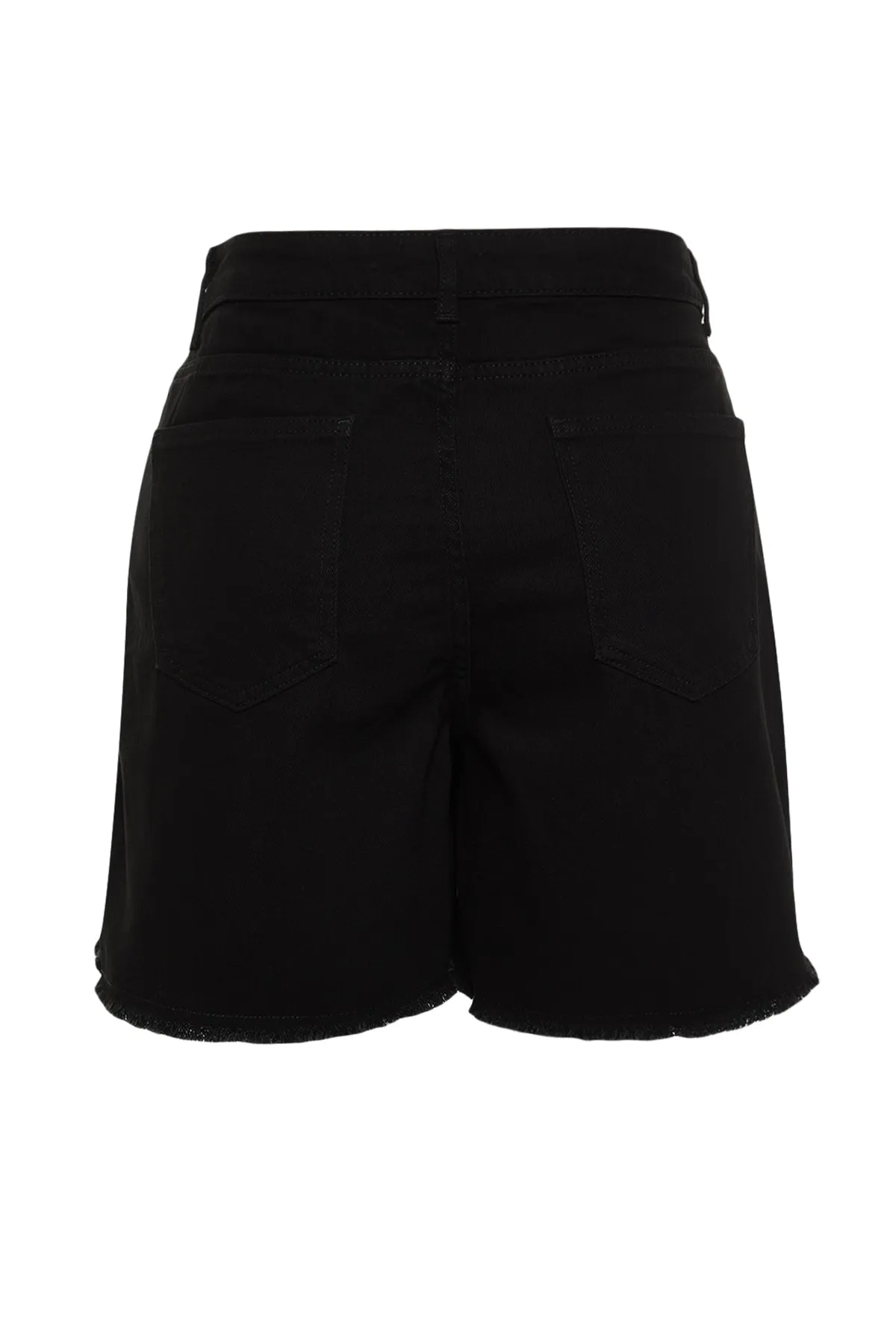 Trendyol Curve  Schwarzer Shorts-Rock mit hohem Bund und Quasten und Quasten TBBSS23AP00008