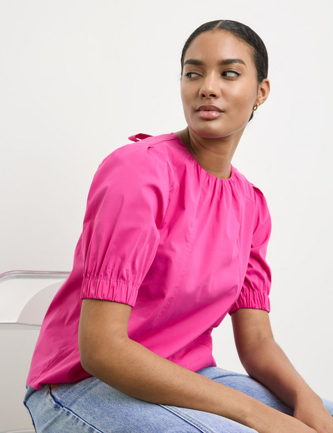 Baumwollbluse mit Volumenärmeln