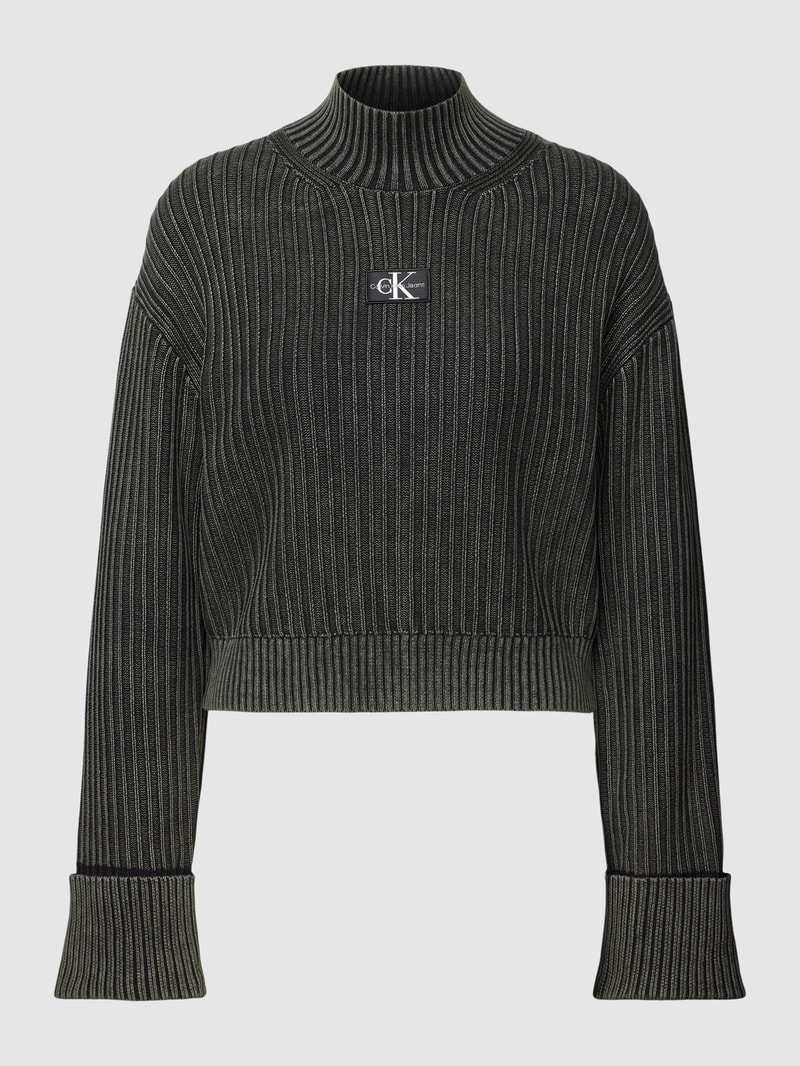 Strickpullover mit Label-Patch in black