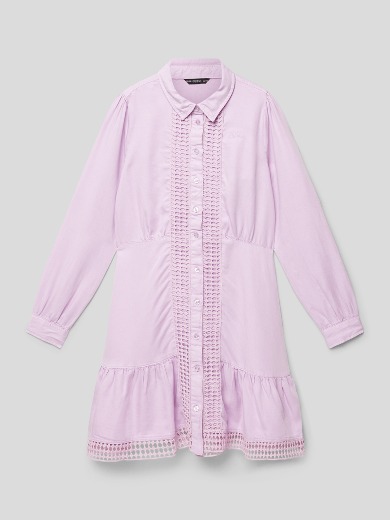 Kleid mit Zierbesatz in flieder