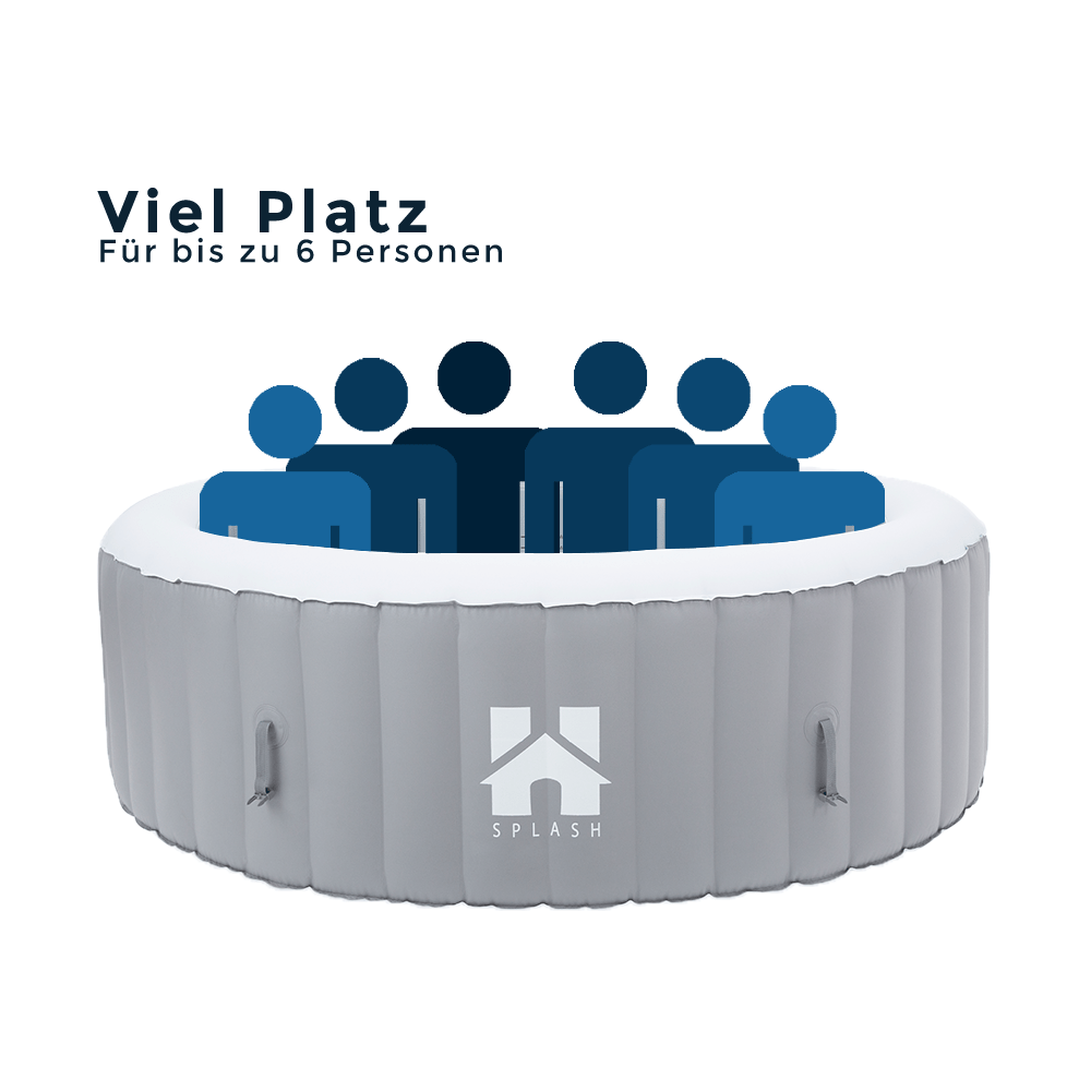 Home Deluxe Outdoor Whirlpool SPLASH - Uni-Grau- 6 Personen