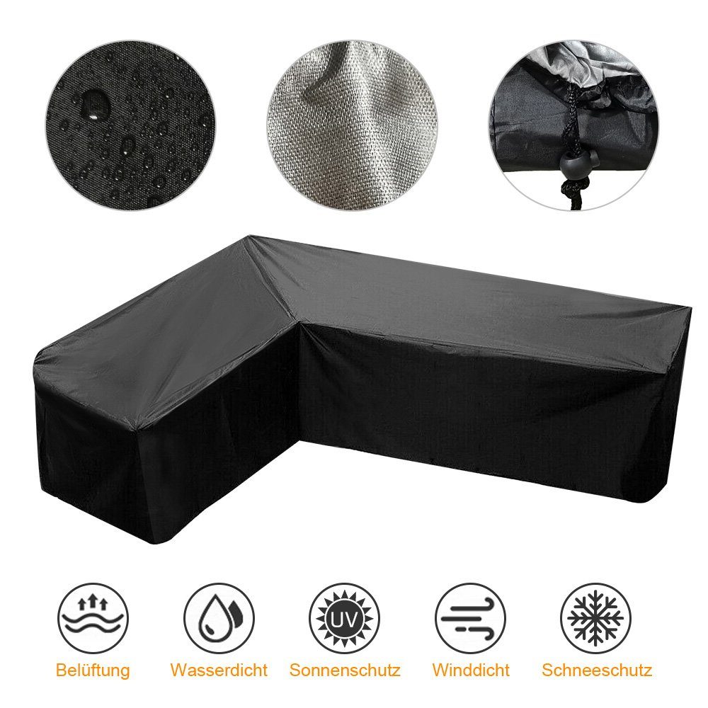 Rosnek Gartenmöbel-Schutzhülle Sofa Schutzhülle,L Form Regenschutz, Outdoor Patio Garten, Lounge Set Staubschutzhüllen