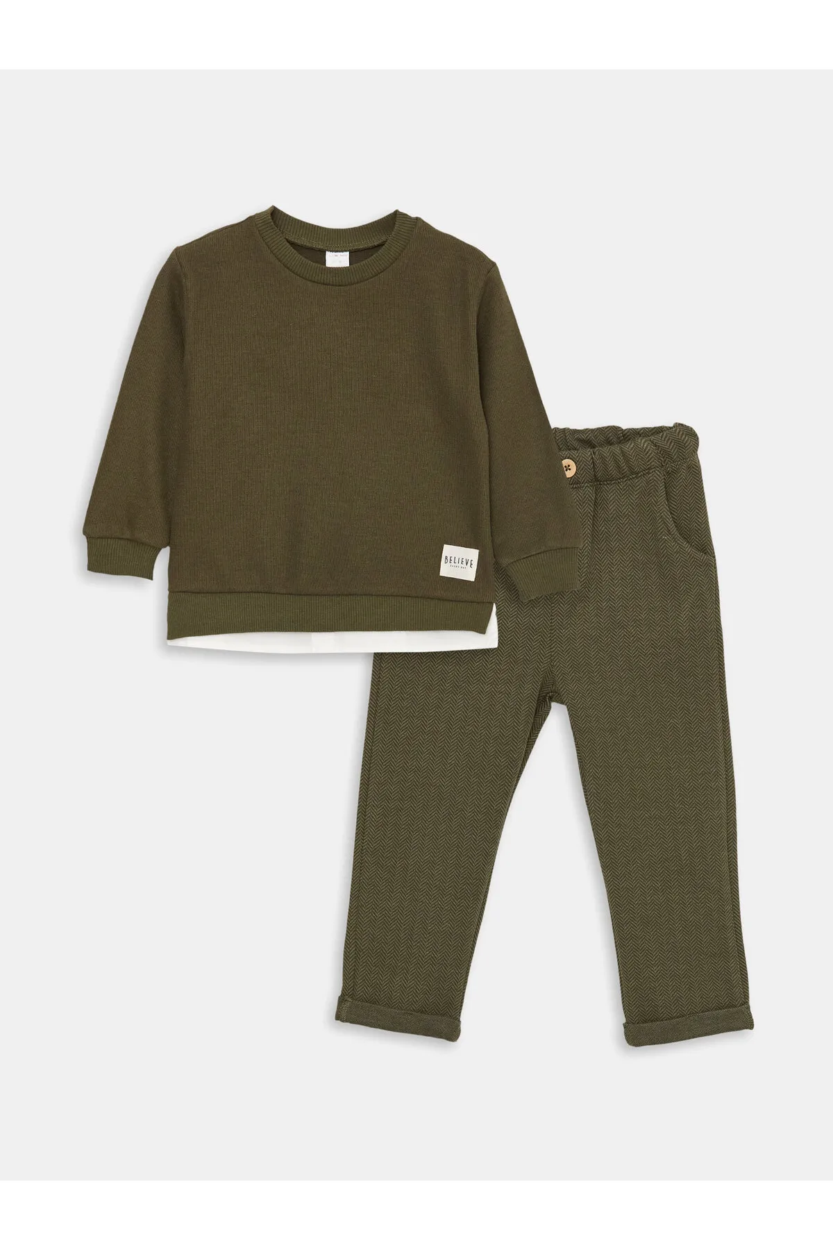 LC Waikiki  2-teiliges Set aus langärmligem Sweatshirt und Hose für Babys mit Rundhalsausschnitt