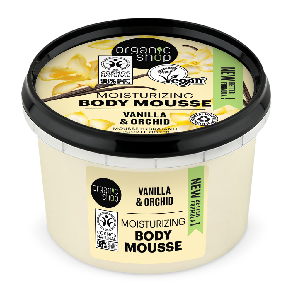 organic shop Mousse corps hydratante Vanille et Orchidée Vegan Naturelle Mousse corps