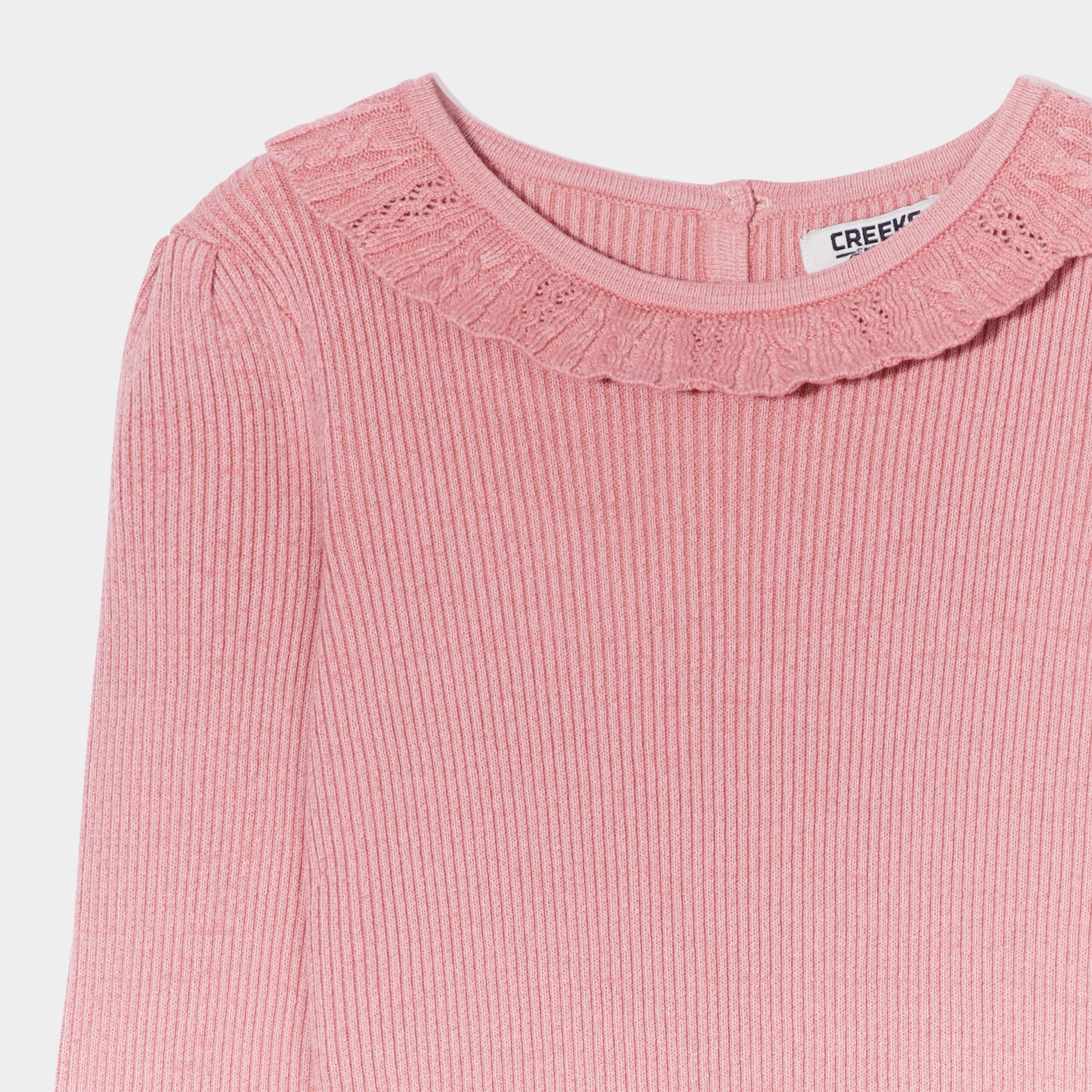 Pull col claudine côtelé Creeks rose fille | La Halle