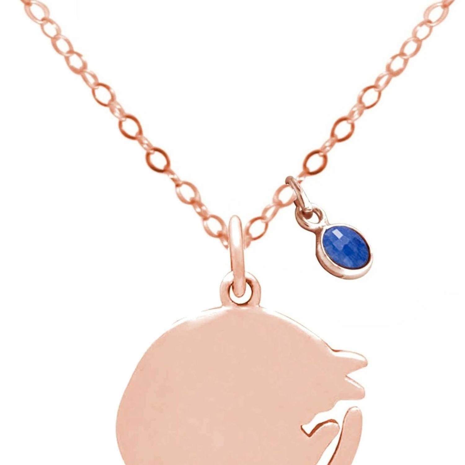 Kette mit Anhänger 'Curly Katze Saphir'