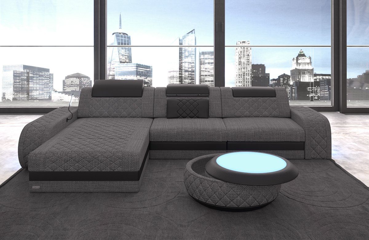 Sofa Dreams Ecksofa Stoffsofa Polstercouch Berlin L Form Stoff Sofa Couch, mit LED, wahlweise mit Bettfunktion als Schlafsofa, Designersofa