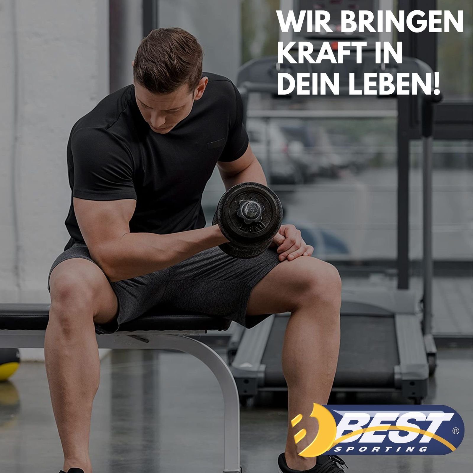 Best Sporting Hantel-Set 2er Hantelset Kurzhantel Hantelkoffer Set 15 kg aus Gusseisen mit Stellringen, Hanteln verstellbar für Männer und Frauen - Für Dein Workout mit Dumbbells - Adjustable Dumbbell Set