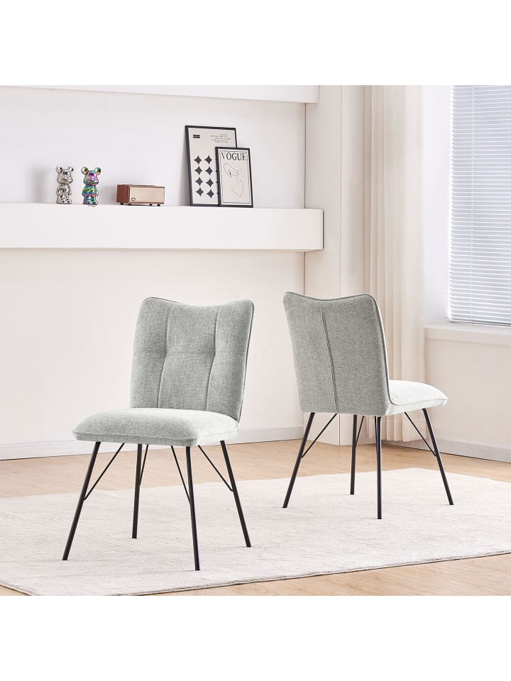 B&D Home 2er-Set: Esszimmerstuhl NELE in Grau - (B)49 x (H)85 x (T)61,5 cm günstig kaufen onesize