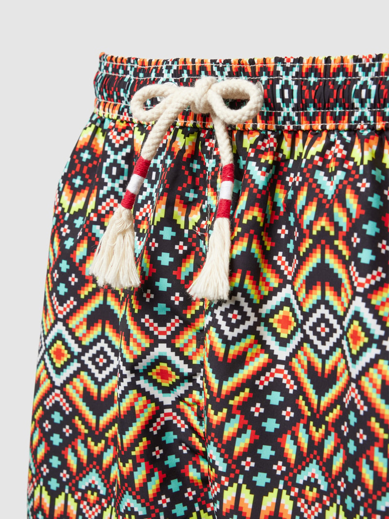 Badehose mit Allover-Muster Modell 'LIGHTING' in dunkelrot