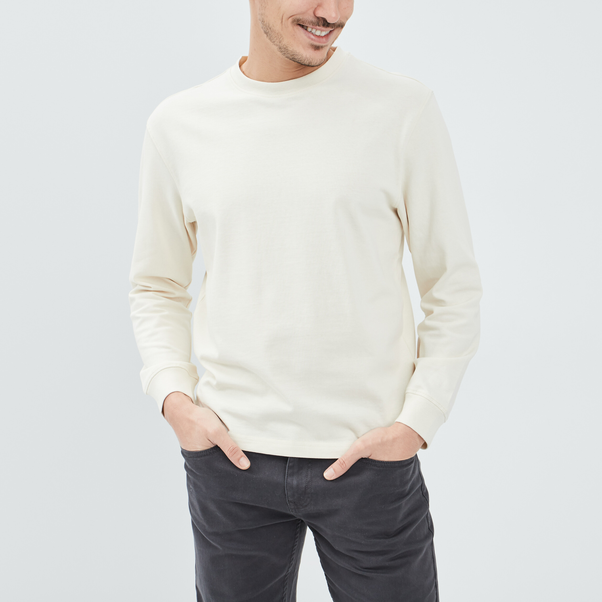 T-shirt manches longues creme homme | La Halle