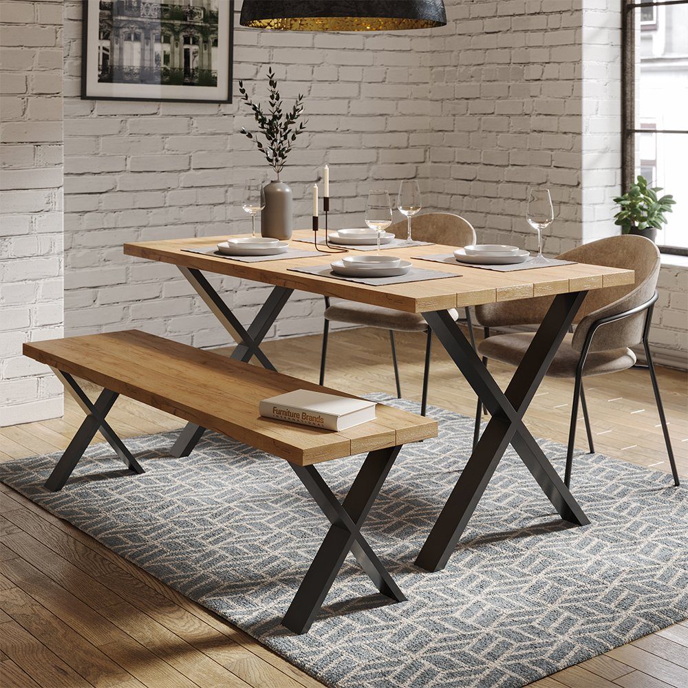 Vicco Tischbein Tischkufen X-Form LOFT 42cm 2-er Set