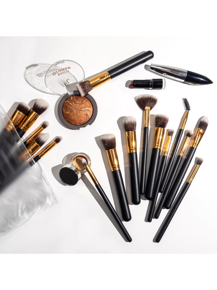 Intirilife Make Up Pinsel Set 16-tlg synthetisches Pinselhaar Schminkpinsel in Schwarz günstig kaufen onesize