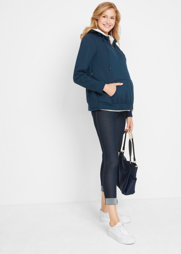 Umstands-Sweatjacke mit Baby-Einsatz und flauschiger Innenseite
