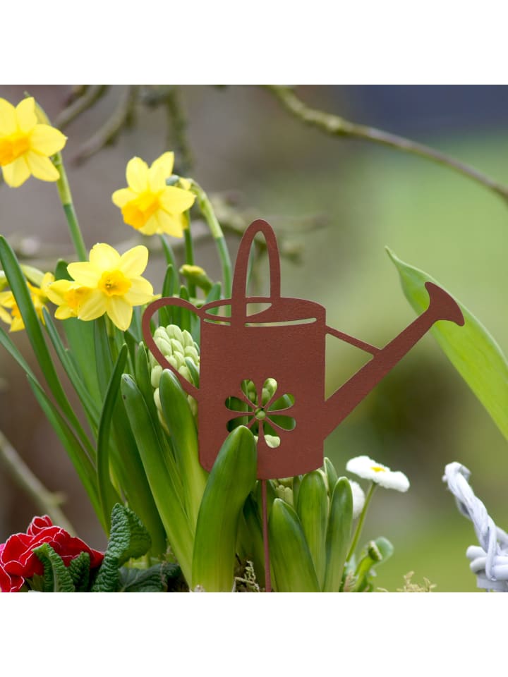 UNUS 3er Set Gartenstecker Rost Gießkanne und Blumentöpfe in Braun günstig kaufen onesize