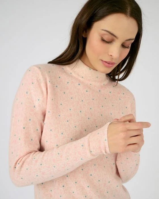 Pull imprimé fleuri laine majoritaire