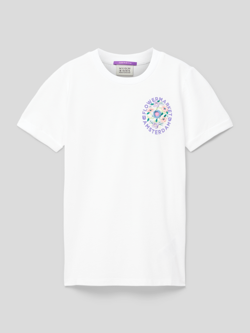 T-Shirt mit Motiv-Stitching in weiß
